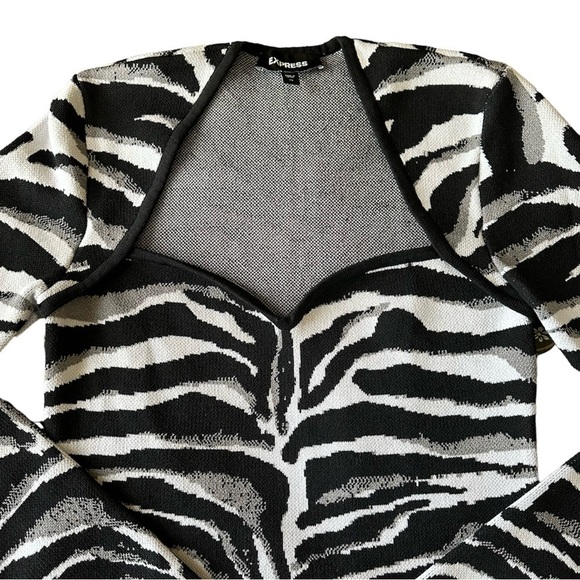 Express Sweater Zebra Print Sweetheart Neckline XS - Picture 3 of 6